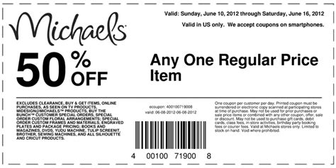 Michaels 50% off Printable Coupon