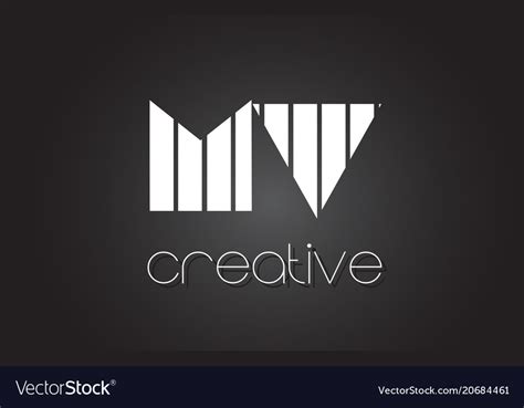 Mv m v letter logo design with white and black Vector Image