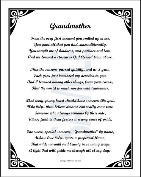 Grandmother DIGITAL DOWNLOAD Unframed Grandmother Poem - Etsy