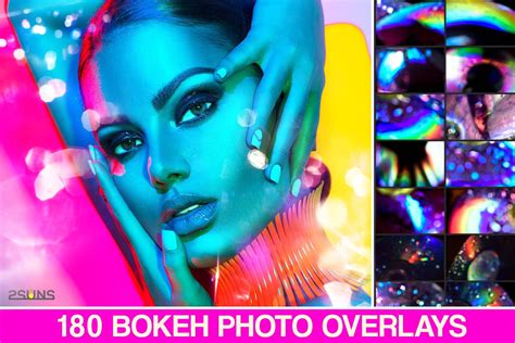 180 Neon light overlays, Photoshop overlay, Bokeh overlay - Invent Actions