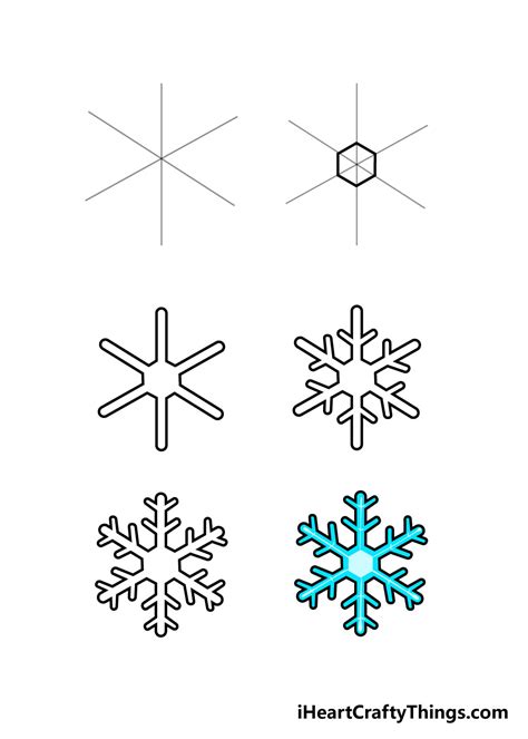 Snowflake Drawing - How To Draw A Snowflake Step By Step!