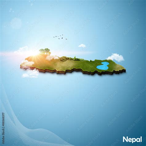 Realistic 3D map of Nepal Stock Illustration | Adobe Stock