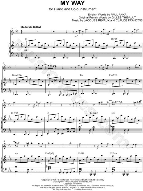 Frank Sinatra "My Way - Piano Accompaniment" Sheet Music in Eb Major - Download & Print - SKU ...