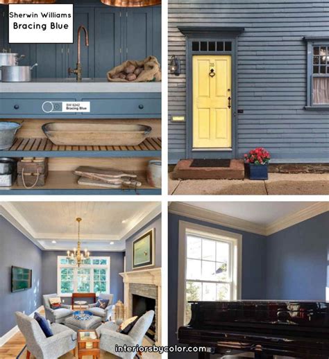 Sherwin Williams Bracing Blue Paint Color Schemes - Interiors By Color