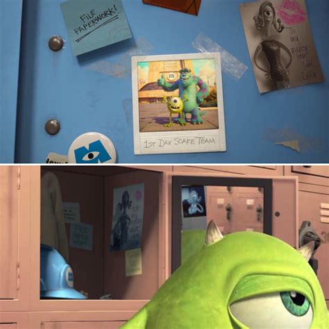 In the ending of Monsters University (2013), one of the things posted in Mike’s locker is a ...