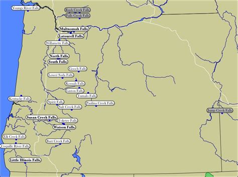 Map of Oregon WaterFalls