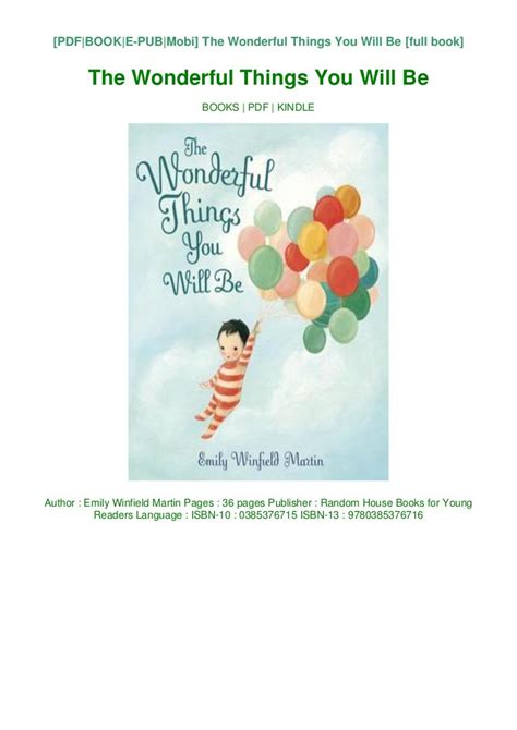 PDF The Wonderful Things You Will Be E-Book