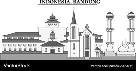 Indonesia bandung city skyline isolated Royalty Free Vector