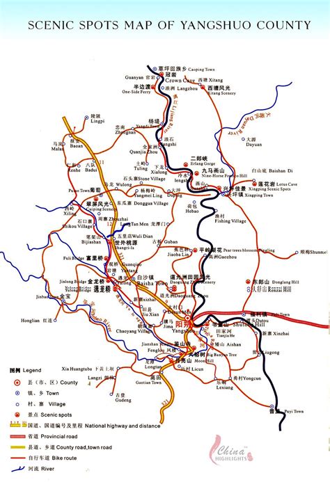 Yangshuo Map, Map of Yangshuo, Yangshuo China Map, Yangshuo City Map, China Highlights