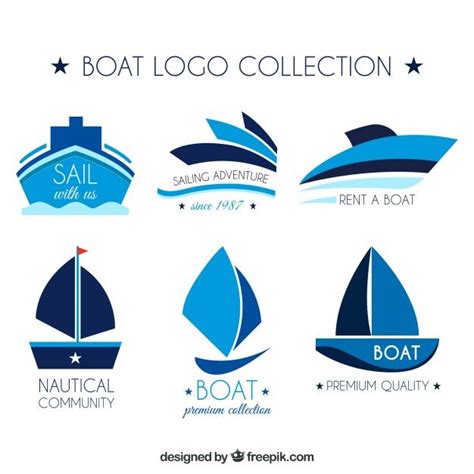 Download Collection Of Boat Logos In Blue Tones for free | Boat cartoon, Ship logo, Adventure logo