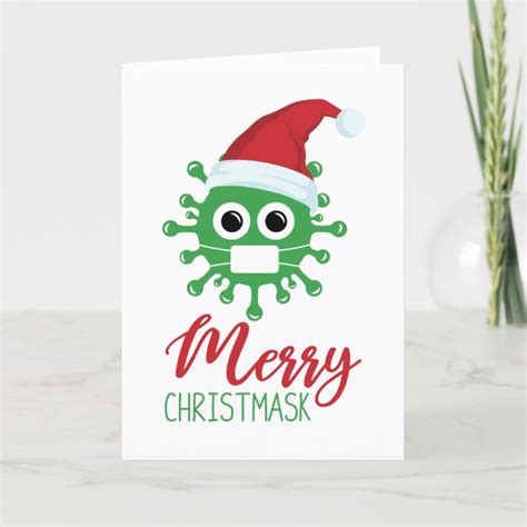 Merry Christmask Covid-19 Funny Germ Christmas Holiday Card | Zazzle.com