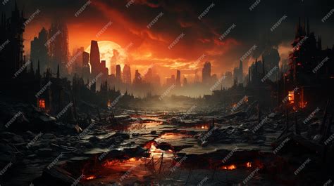 Premium AI Image | Apocalyptic destroyed city ruins Generative Ai