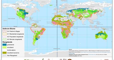 Anthropogenic biomes found in rangelands globally