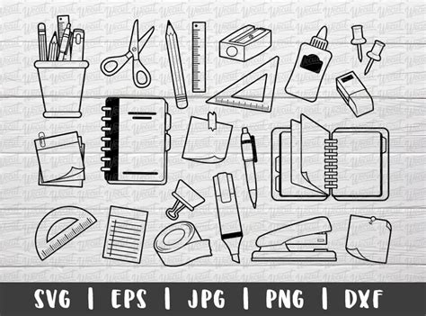 Cute School Supplies SVG Files for Cricut Projects / Office | Etsy