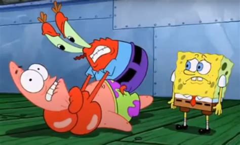 Mr Krabs choking Patrick and Spongebob on the side Meme Generator