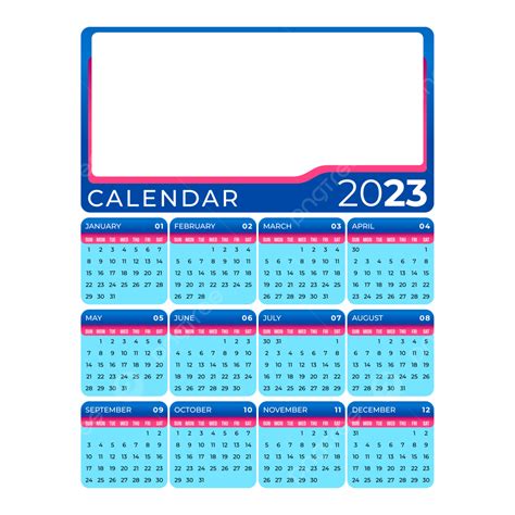 2023 New Year Calendar Blue Color With Photo Frame, 2023 New Year Calendar, 2023 Calendar, New ...