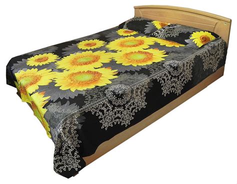 Flower Print on Glazed Cotton Double Bedspread