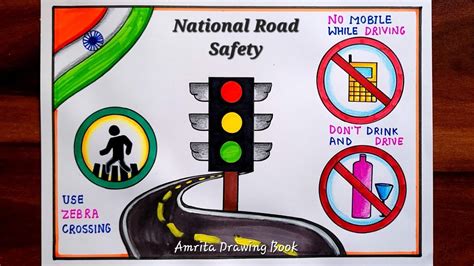 National Road Safety Day Poster Drawing/Road Safety Week Poster/Road Safety Drawing for ...