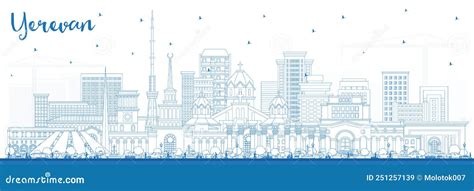 Outline Yerevan Armenia City Skyline with Blue Buildings Stock Vector - Illustration of graphic ...