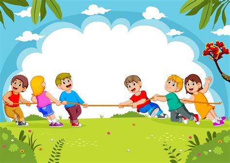 Children play tug of war in the park 7579245 Vector Art at Vecteezy