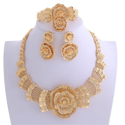 Gold Plated Necklace Set, SKU: HQX386-GLD | Ur Eternity