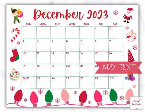 Printable December Calendar 2023 Christmas Calendar Holiday - Etsy UK