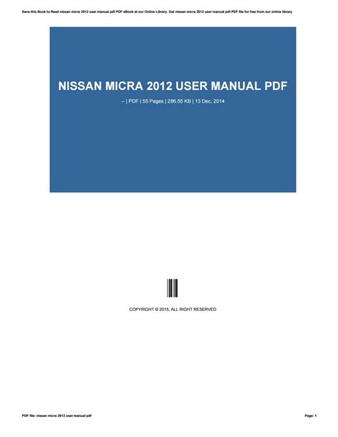 Nissan micra 2012 user manual pdf by rblx61 - Issuu