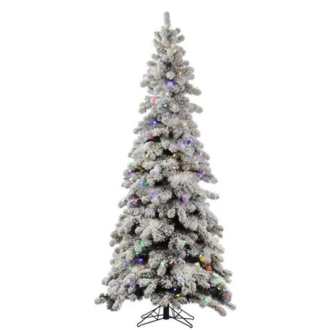 Vickerman 36-ft Pre-Lit Traditional Slim Flocked White Artificial ...