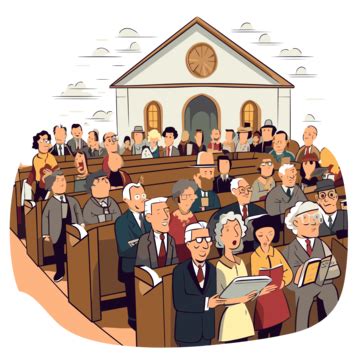 Congregational Meeting Clipart People Pray At Church Cartoon Vector, People Clipart, Church ...