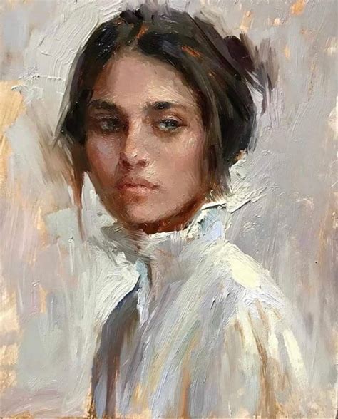 Oil Painting of a Thoughtful Brunette Lady