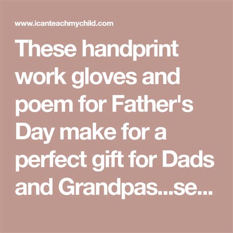 These handprint work gloves and poem for Father's Day make for a ...