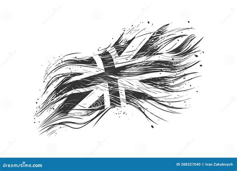 British Flag Abstract Sketch Hand Drawn Engraved. Vector Illustration ...