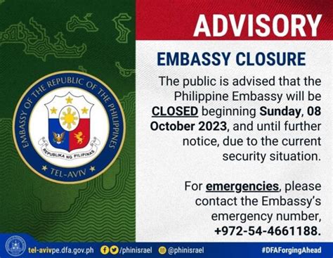 PH embassy in Israel closed until further notice following Hamas attack ...