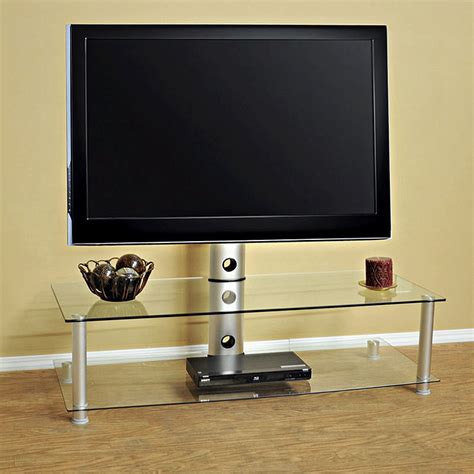 Design 2 Fit Clear Glass TV Stand with Bracket for up to 55 inch Screens D2F-105