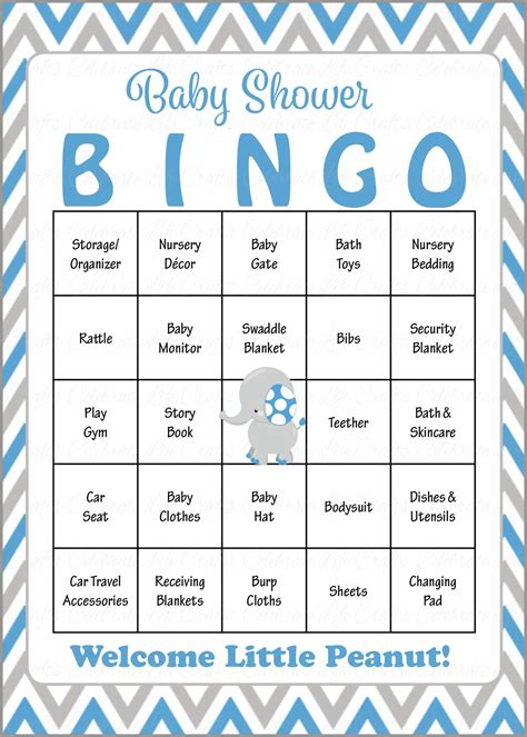 Elephant Baby Bingo Cards - Printable Download - Prefilled - Baby ...