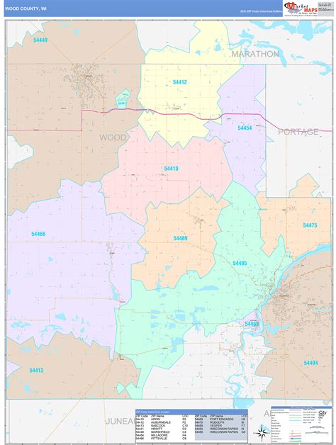 Wood County, WI Wall Map Color Cast Style by MarketMAPS - MapSales.com