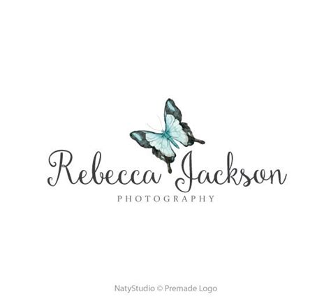 blue butterfly logo custom logo design premade logo watermark