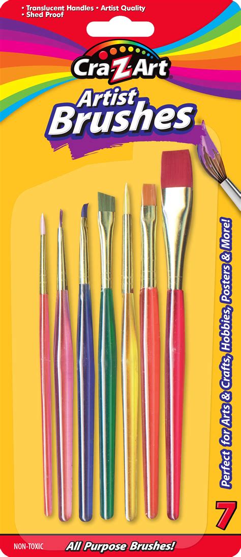 Cra-Z-Art All Purpose Artist Paint Brushes, Multicolor, 7 Count, Child to Adult, Back to School ...