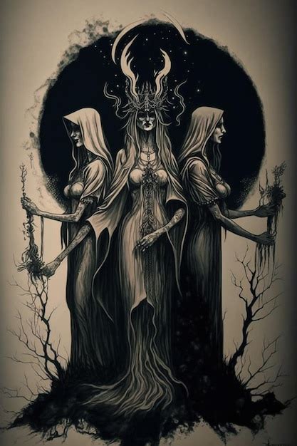 Premium AI Image | The dark witch and the three witches