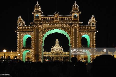 Mysore palace during dasara, palace decorated with lights, Karnataka ...