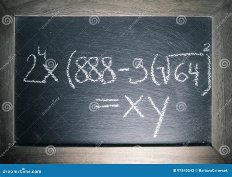 Math Algebra Equations Written on Chalkboard with Wooden Frame in ...