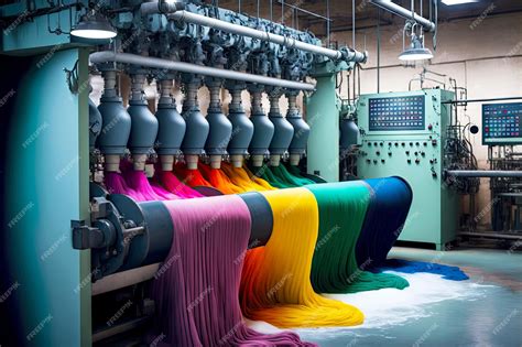 Premium Photo | Textile dyeing factory equipment for production of dyed fabrics