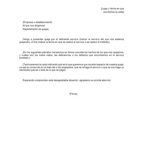 Formato de carta de queja por mal servicio » Milformatos.com