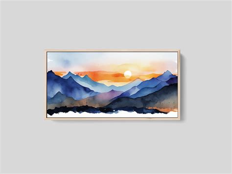 Watercolor Painting of a Mountain Sunset, Large Canvas Print, Mountain Artwork, Guest Room Art ...