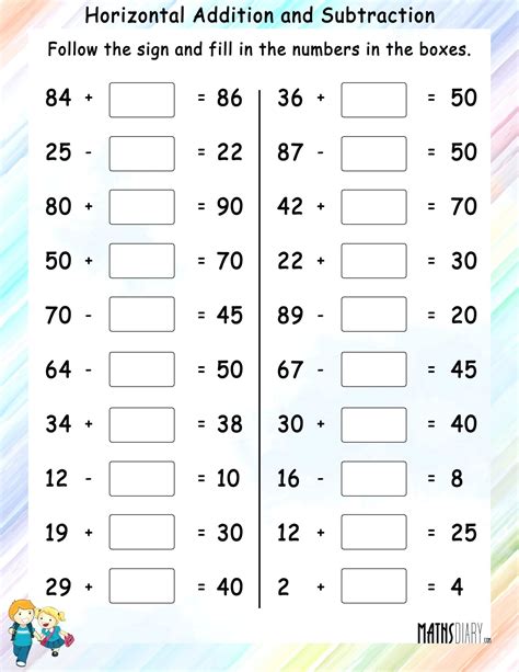 4 Free Math Worksheets Second Grade 2 Addition Add In Columns Missing ...