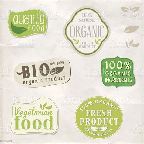 Organic Food Labels Stock Illustration - Download Image Now - Healthy ...