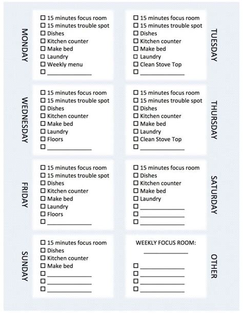 Weekly Cleaning List Generic | Adult chore chart, Chore chart, Household chores chart