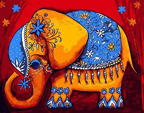 Colourful Indian Elephant - Animals Paint By Number - Paint by numbers for adult