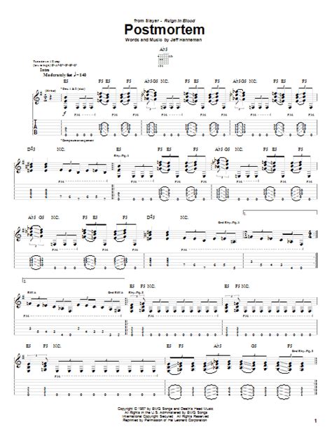 Postmortem by Slayer - Guitar Tab - Guitar Instructor