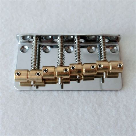 DIY bass parts fixed style vintage bass saddles bass bridge for 4 string bass guitars chrome ...